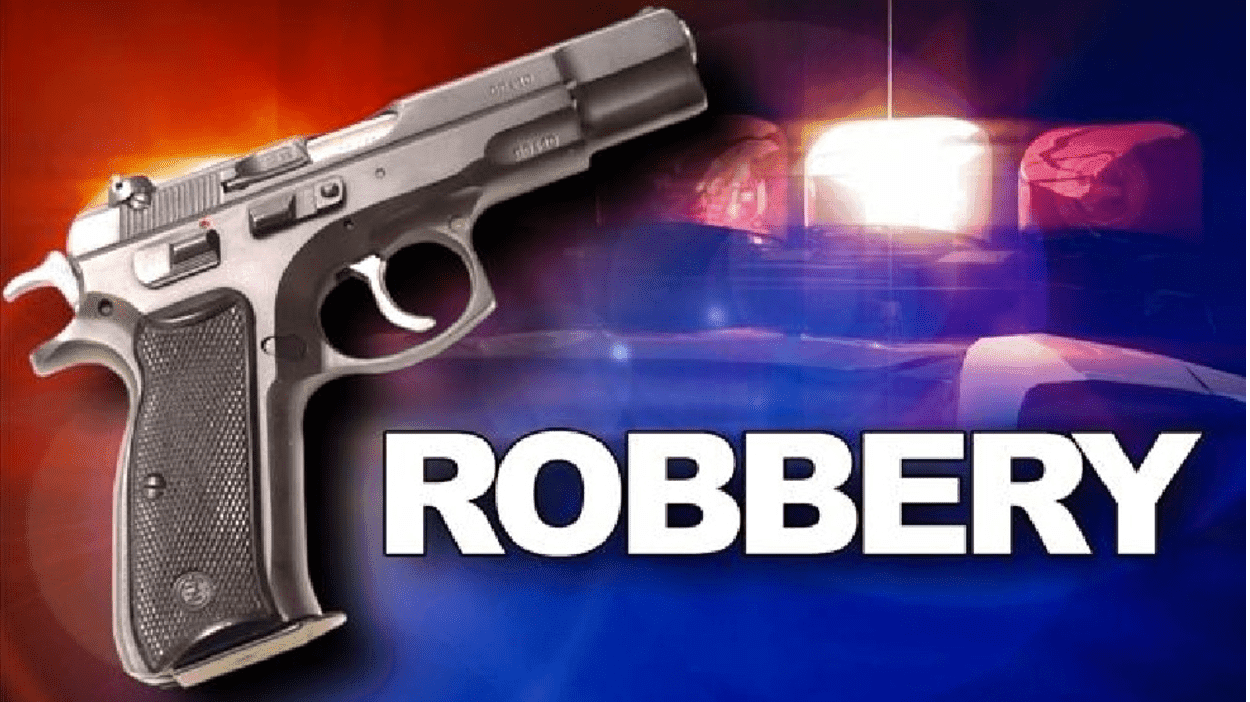 Image of a gun with the word robbery